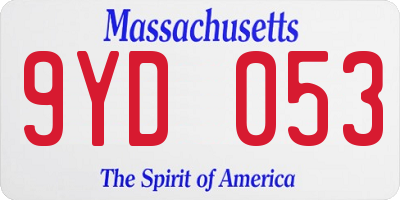 MA license plate 9YD053
