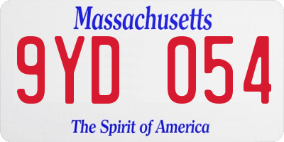 MA license plate 9YD054