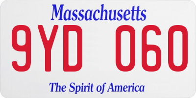 MA license plate 9YD060