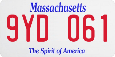 MA license plate 9YD061
