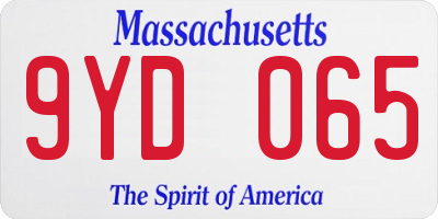MA license plate 9YD065