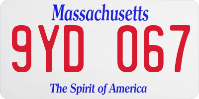 MA license plate 9YD067
