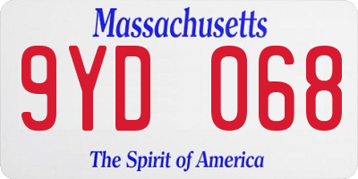 MA license plate 9YD068