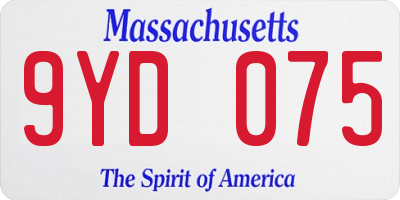 MA license plate 9YD075
