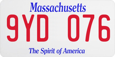 MA license plate 9YD076