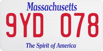 MA license plate 9YD078
