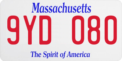 MA license plate 9YD080