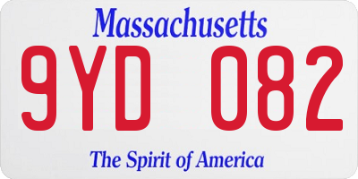 MA license plate 9YD082