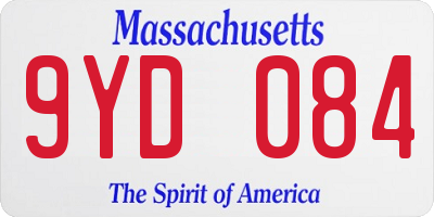 MA license plate 9YD084