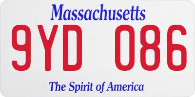 MA license plate 9YD086