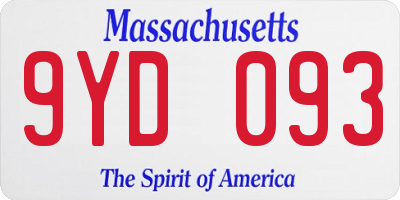 MA license plate 9YD093