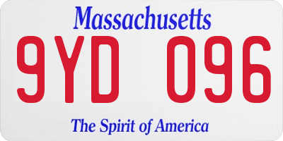 MA license plate 9YD096