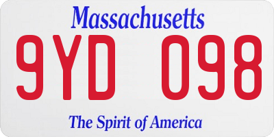 MA license plate 9YD098