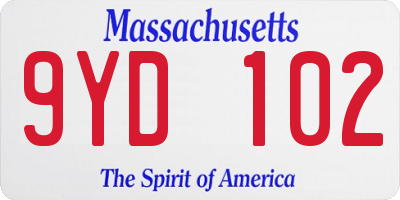 MA license plate 9YD102