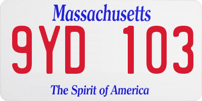 MA license plate 9YD103