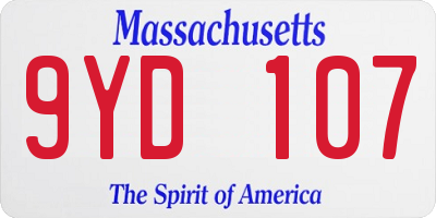 MA license plate 9YD107