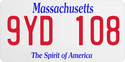 MA license plate 9YD108