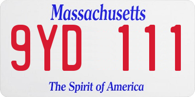 MA license plate 9YD111