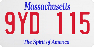MA license plate 9YD115