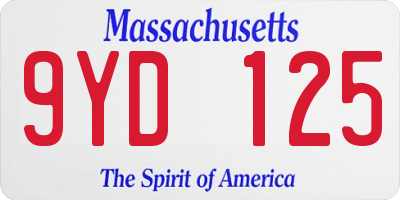 MA license plate 9YD125