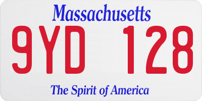MA license plate 9YD128