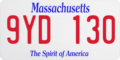 MA license plate 9YD130