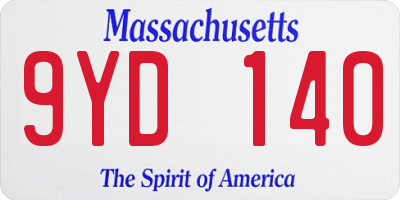 MA license plate 9YD140