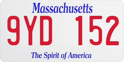 MA license plate 9YD152