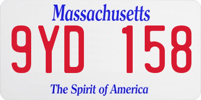 MA license plate 9YD158