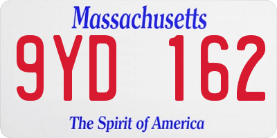 MA license plate 9YD162