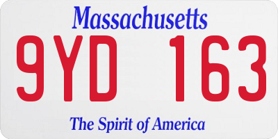 MA license plate 9YD163
