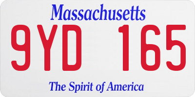 MA license plate 9YD165