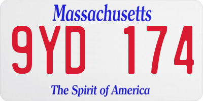 MA license plate 9YD174