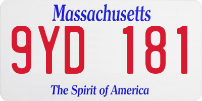 MA license plate 9YD181