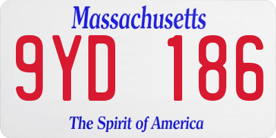 MA license plate 9YD186