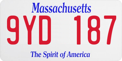 MA license plate 9YD187
