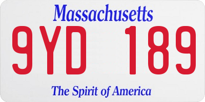 MA license plate 9YD189