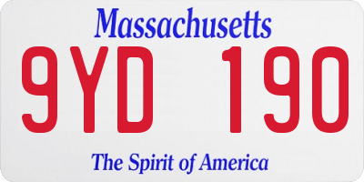 MA license plate 9YD190