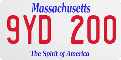 MA license plate 9YD200