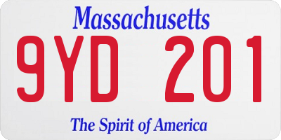 MA license plate 9YD201