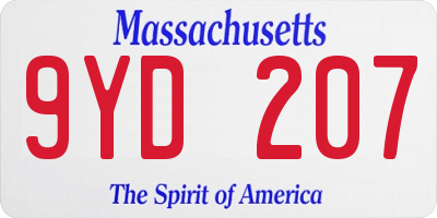 MA license plate 9YD207