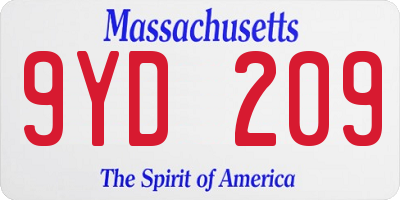 MA license plate 9YD209