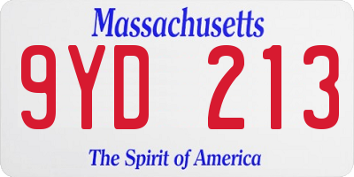 MA license plate 9YD213