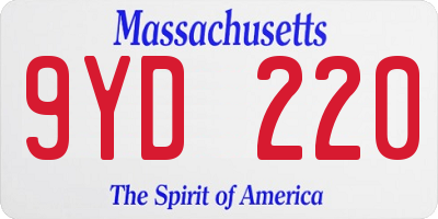 MA license plate 9YD220