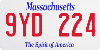 MA license plate 9YD224