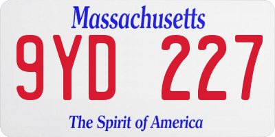 MA license plate 9YD227