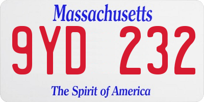 MA license plate 9YD232