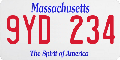 MA license plate 9YD234