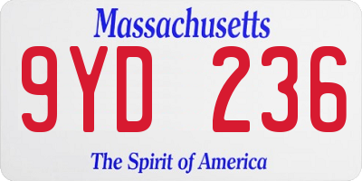 MA license plate 9YD236