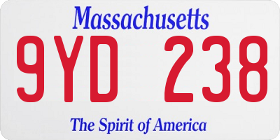 MA license plate 9YD238
